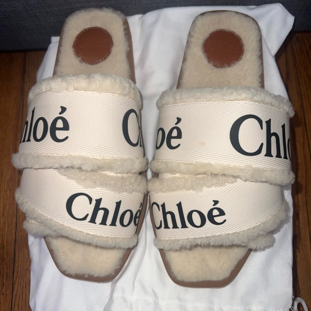 Use Chloe shearling sandals
